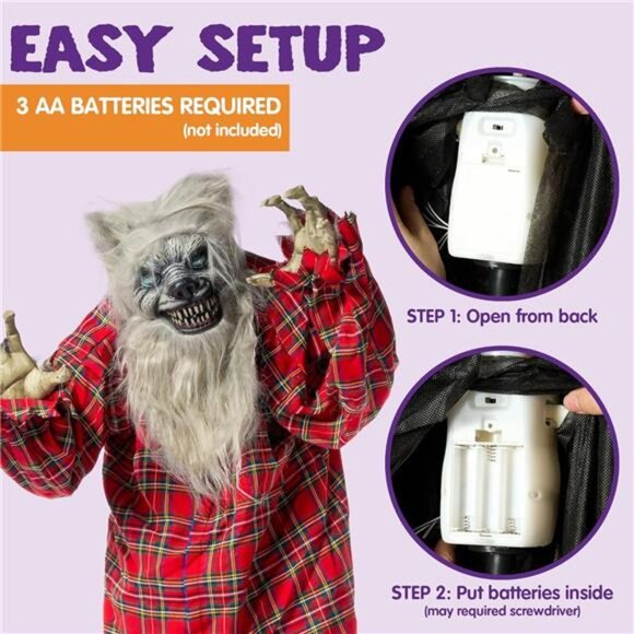 JOYIN‎ 63" Halloween Decoration Outdoor Standing Werewolf Animatronics - Picture 6 of 7